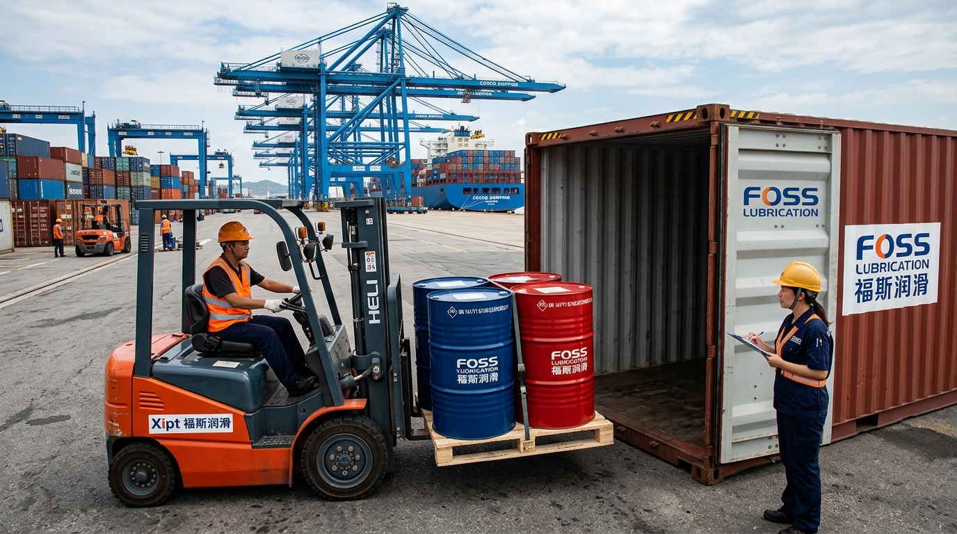 UN 208L steel drum palletized container loading and Xiamen maritime port logistics